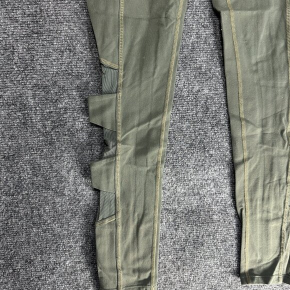 Athleta Compression Pants Womens XS Chaturanga Green Stretch Mesh Side Leg - Picture 3 of 8